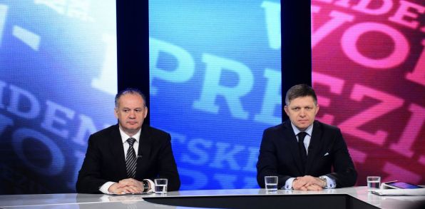 Robert Fico a Andrej Kiska. Foto: TASR/ Martin Baumann